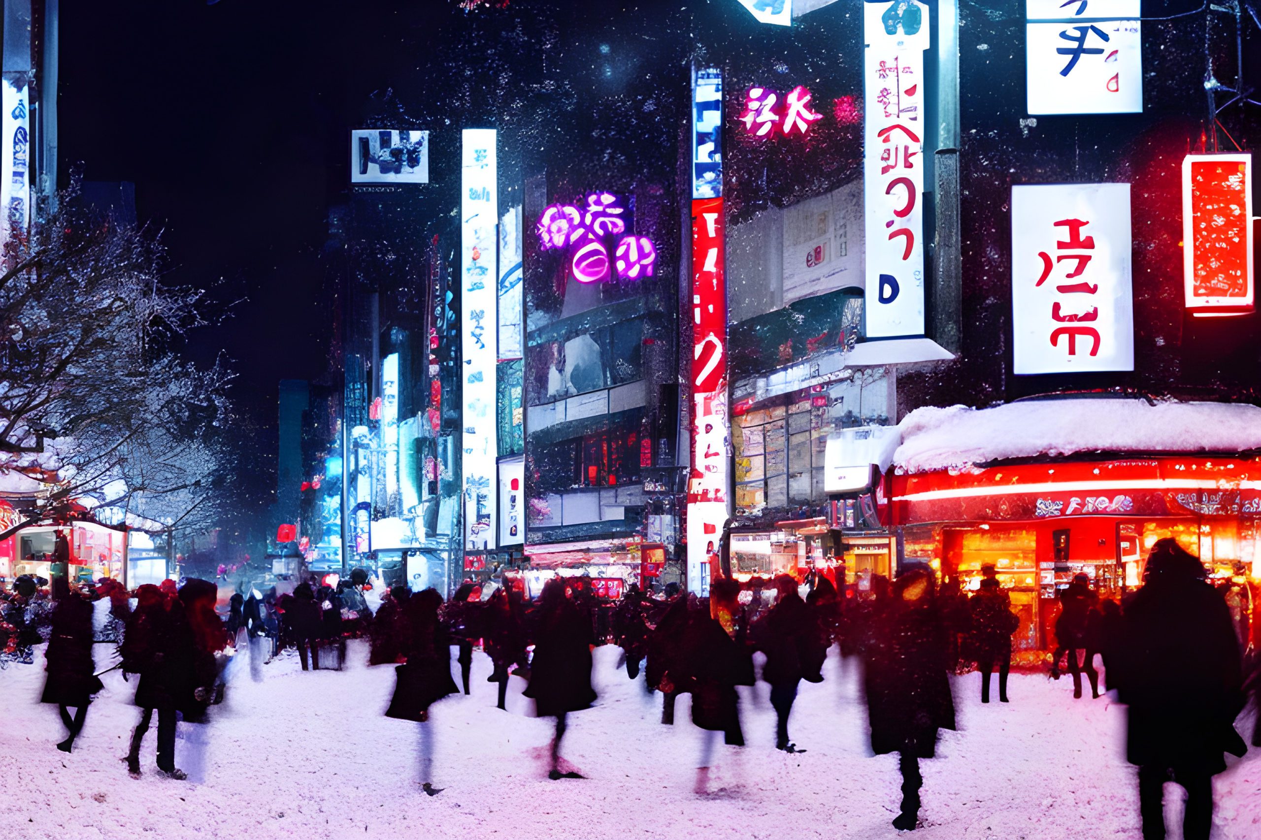 shibuya shopping disctrict in winter